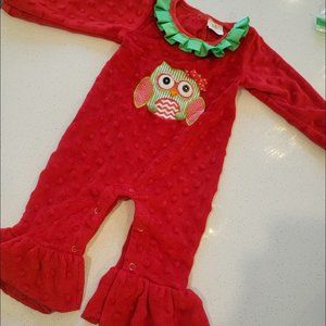 Cute festive Holiday Christmas Owl baby onesie bodysuit